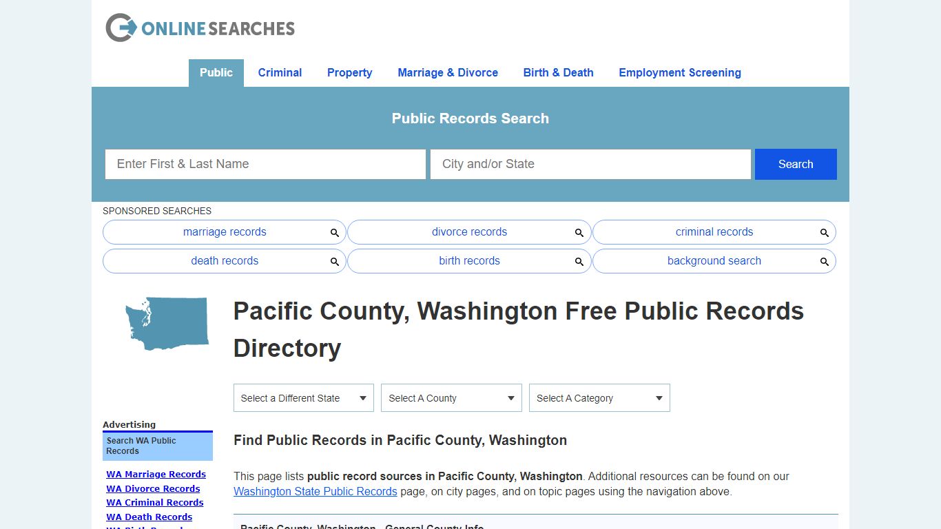 Pacific County, Washington Public Records Directory