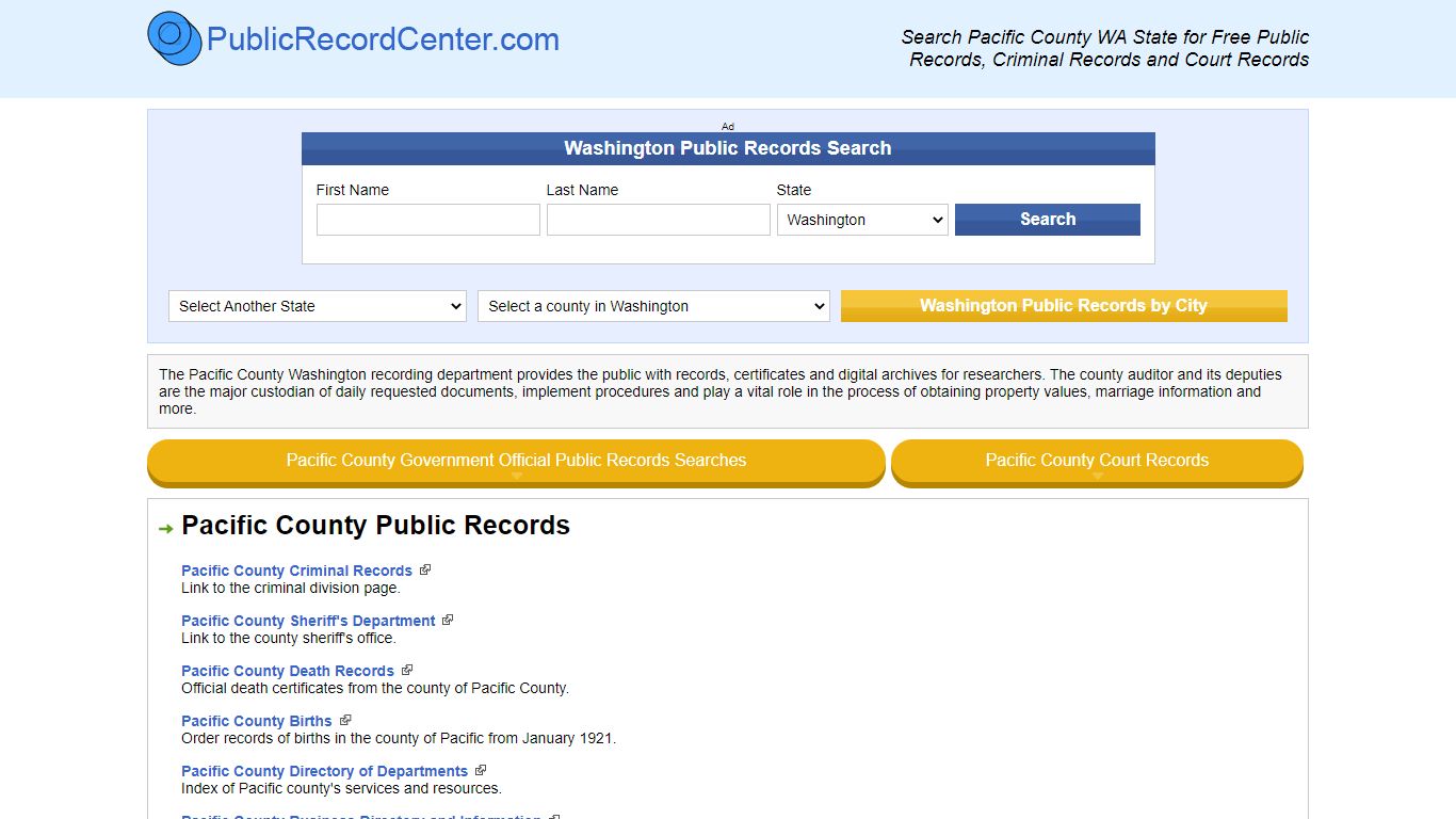 Pacific County Washington Free Public Records - Court Records ...