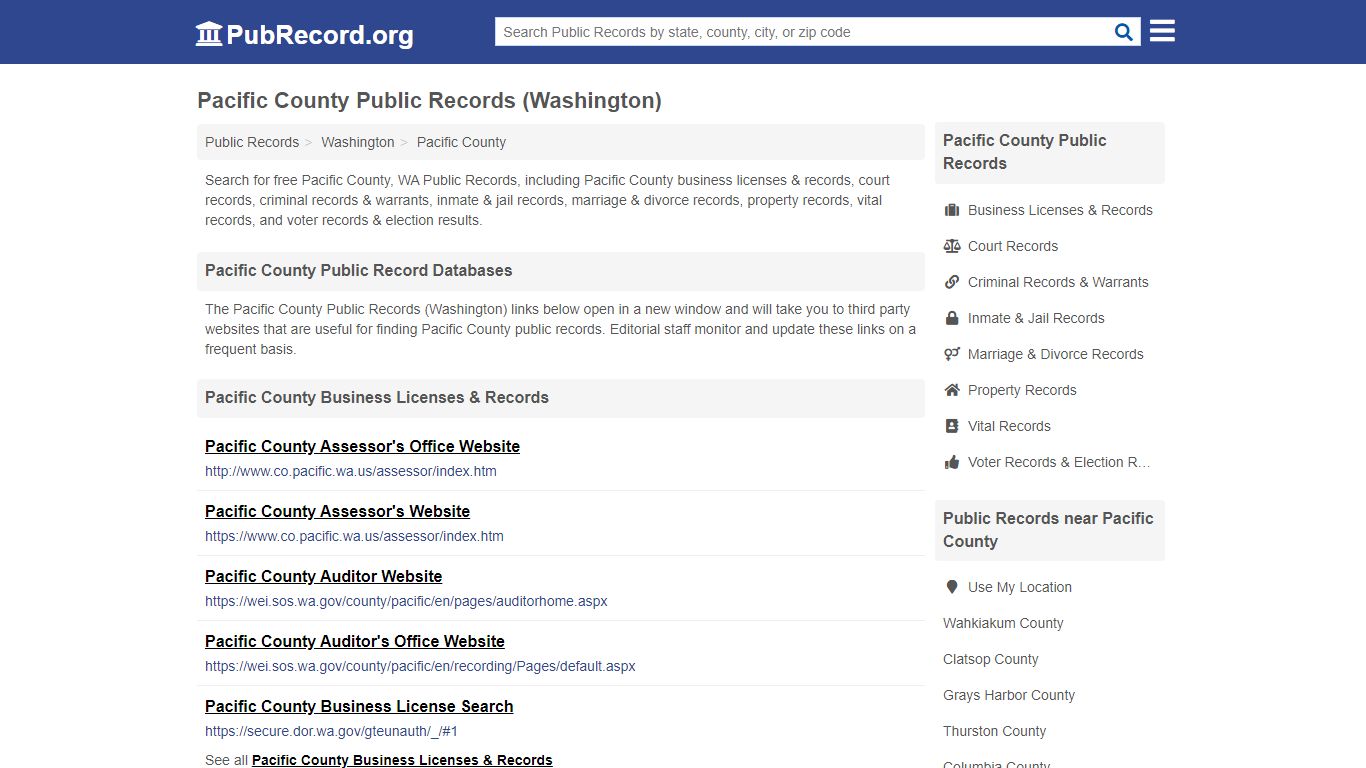 Pacific County Public Records (Washington) - PubRecord.org
